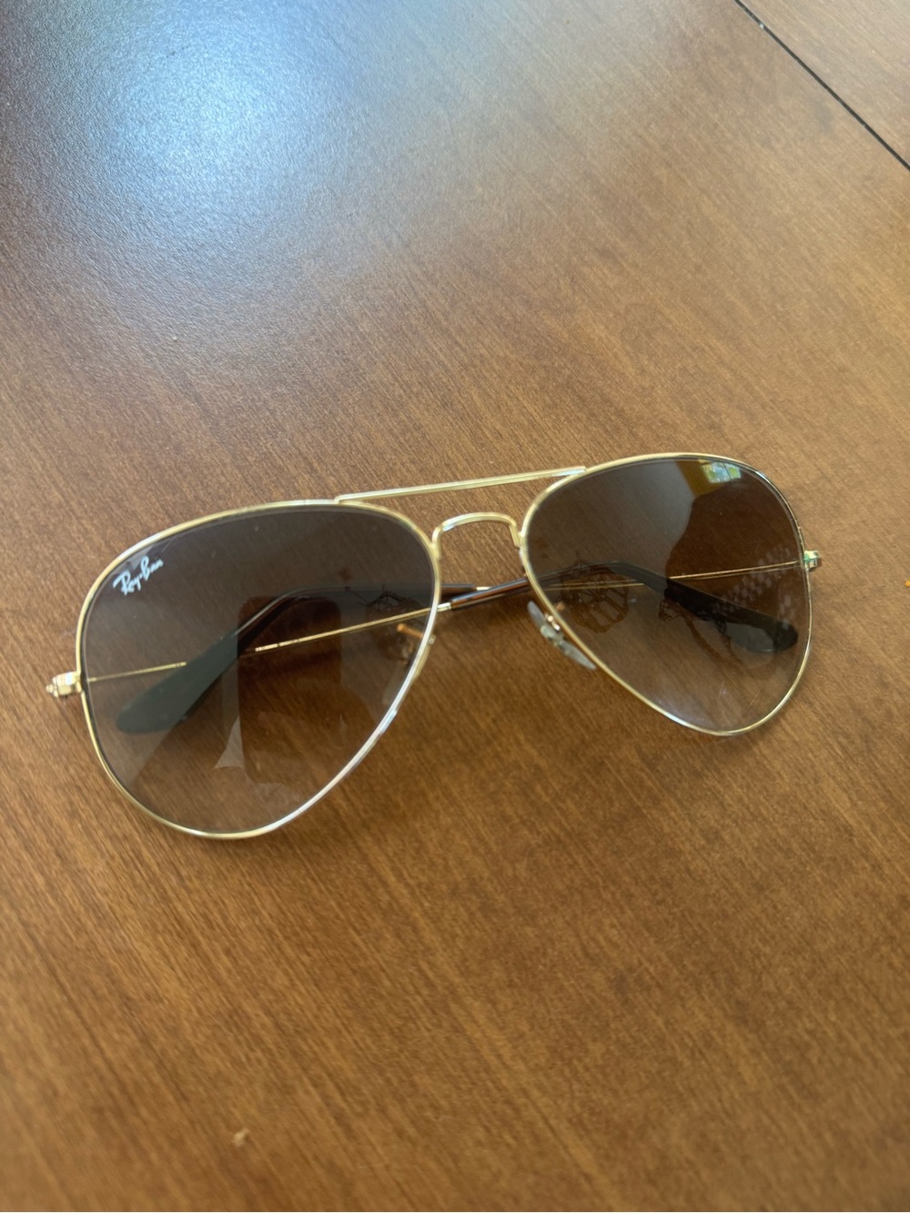 Ray-Ban Gold Frame Aviator Sunglasses with Brown Gradient Lenses